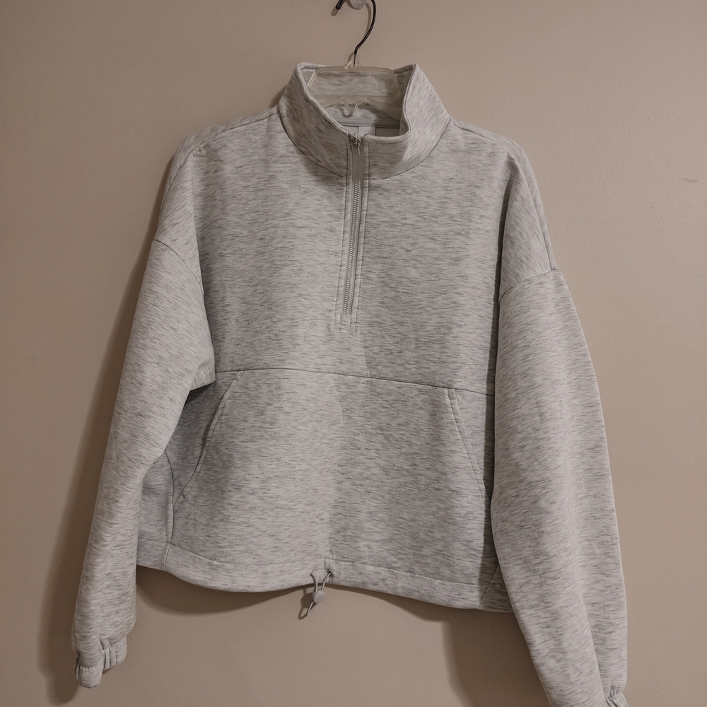 90 Degree By Reflex Gray Zip Up Sweater